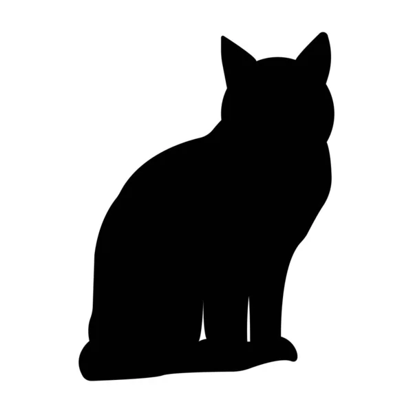 Schwarze Katzensilhouette Auf Weißem Hintergrund — Stockvektor