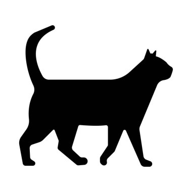 Beyaz bir arka plan üzerinde siyah kedi siluet