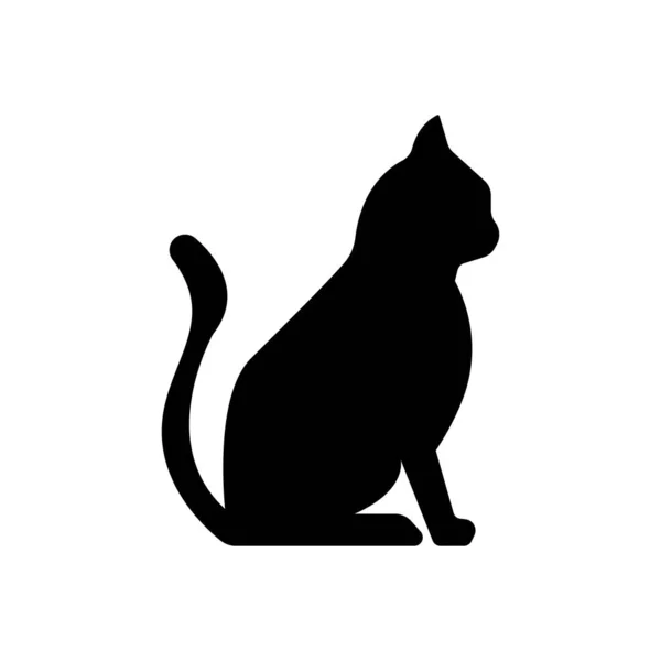 Silhouette Chat Noir Sur Fond Blanc — Image vectorielle