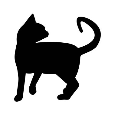 Beyaz bir arka plan üzerinde siyah kedi siluet