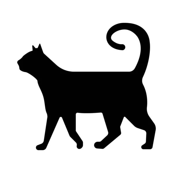 白い背景に黒い猫シルエット — ストックベクタ