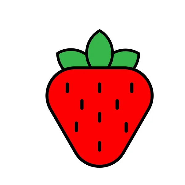 Garten Erdbeere Früchte Oder Erdbeeren Flache Farbvektorsymbol Für Lebensmittel Apps — Stockvektor