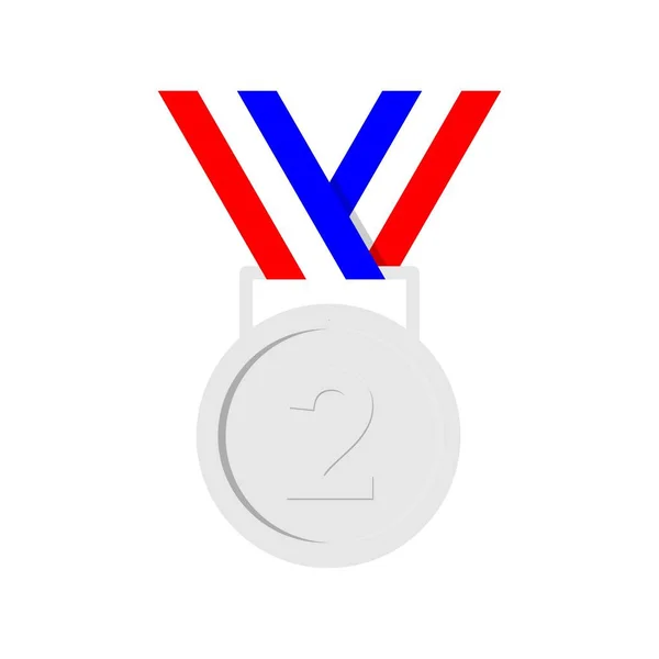 ホワイトを基調としたゴールドメダル 金メダル1位 金メダルフラットアイコン — ストックベクタ