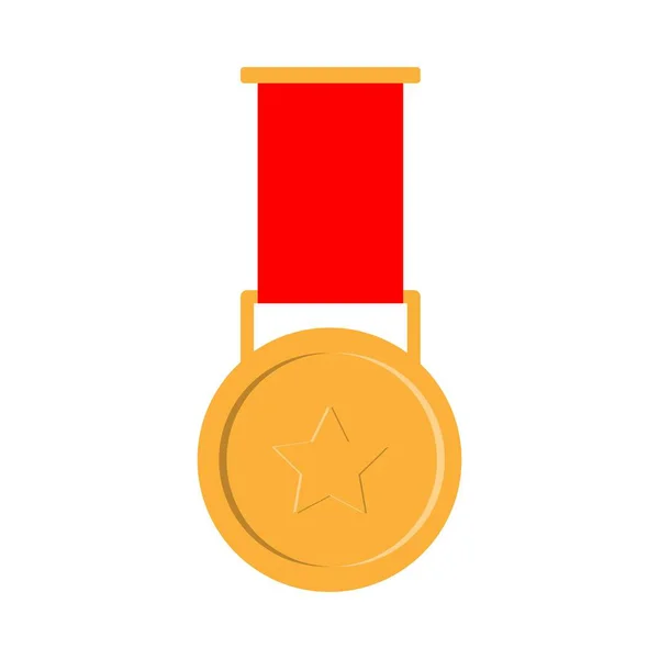 Medaglia Oro Isolata Fondo Bianco Medaglia Oro Primo Posto Medaglia — Vettoriale Stock