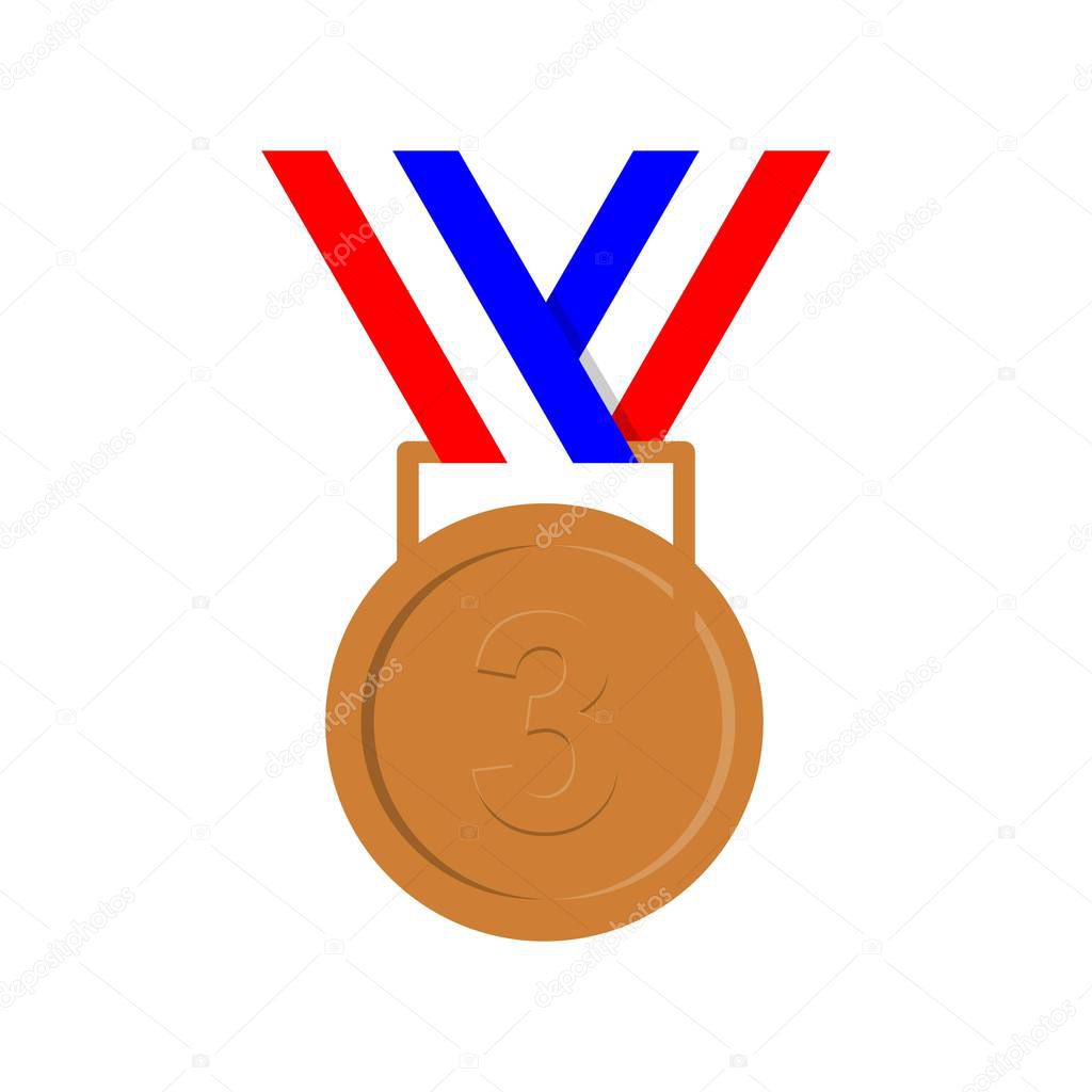 Gold medal isolated on a white background. Gold medal for first place. Gold medal flat icon