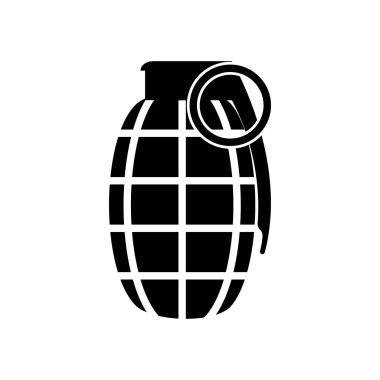 El bombası simge vektör, düz işareti, üzerinde beyaz izole katı piktogram dolu. Frag sembolü, logo illüstrasyon.
