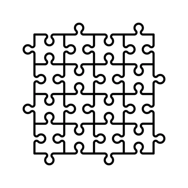 Beyaz Arka Plan Üzerinde Izole Siyah Beyaz Puzzle Parçaları Kümesi — Stok Vektör