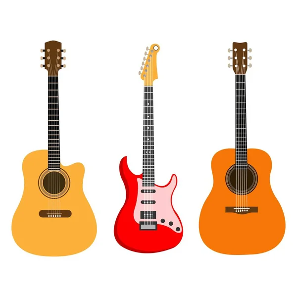Acoustic Electric Guitars Set — Stock Vector