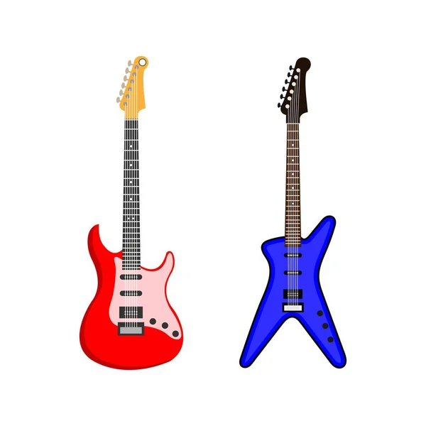 Electric Guitar Flat Vector Illustration Rock Music Instrument — Stock Vector