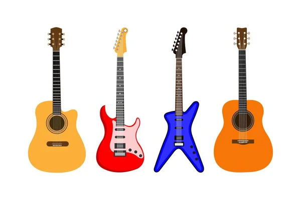 Acoustic Electric Guitars Set — Stock Vector