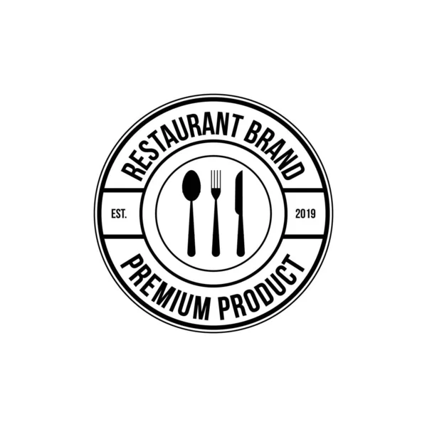 Logo, Etiket, Rozet ve diğer tasarım için Vintage Style Restaurant Shop Tasarım Elemanı. Çatal ve kaşık retro vektör illüstrasyon.