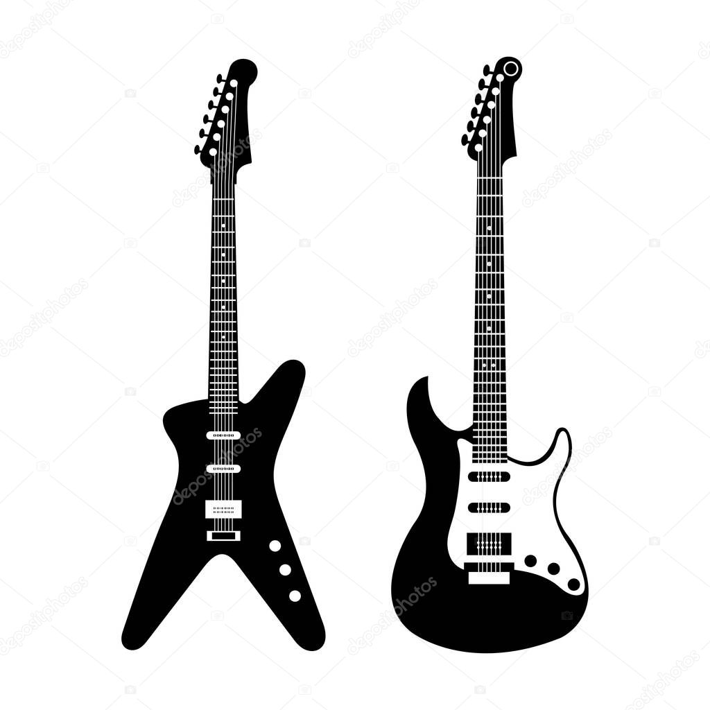 Electric guitar flat vector illustration. Rock music instrument