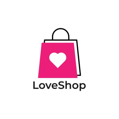 I kalp gibi çanta ile alışveriş seviyorum. e-ticaret kavramı, mal, teklif, promosyon, ticari, satış-out. beyaz arka plan üzerinde izole. düz stil trend modern marka tasarım vektör illüstrasyon