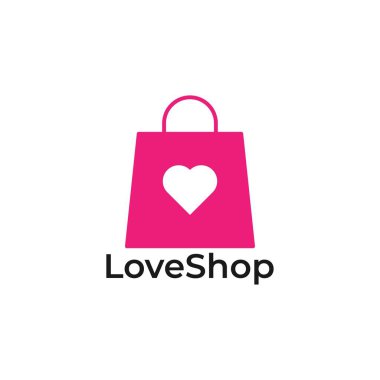 I kalp gibi çanta ile alışveriş seviyorum. e-ticaret kavramı, mal, teklif, promosyon, ticari, satış-out. beyaz arka plan üzerinde izole. düz stil trend modern marka tasarım vektör illüstrasyon