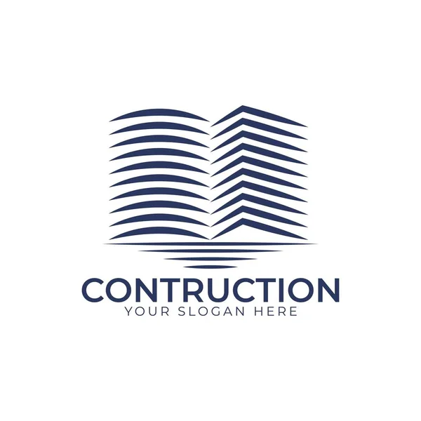 Real Estate Construction Logo Design Vektorové Šablony Siluety Mrakodrapů Městských — Stockový vektor