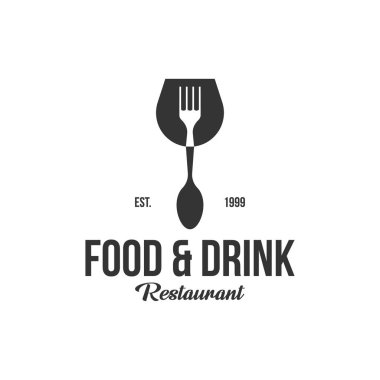 yiyecek ve içecek basit düz logo tasarım vektör illüstrasyon simgesi elemanı