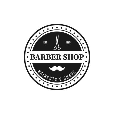 Berber dükkanı logo tasarım şablonu vektörü