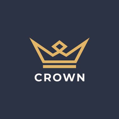 Vintage taç Logo Royal Kral Kraliçe soyut Logo tasarım vektör şablonu. Geometrik sembol logo kavramı simgesini.