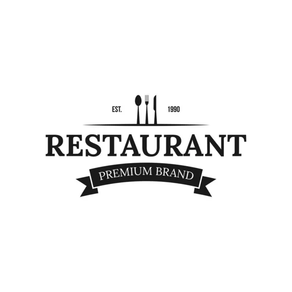 Vintage Restaurant Logo Restaurant Badge Poster Fork Knife Vector Emblem — 스톡 벡터