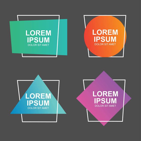 Set of modern abstract vector banners. Geometric shapes of different colors with outline design - Vector