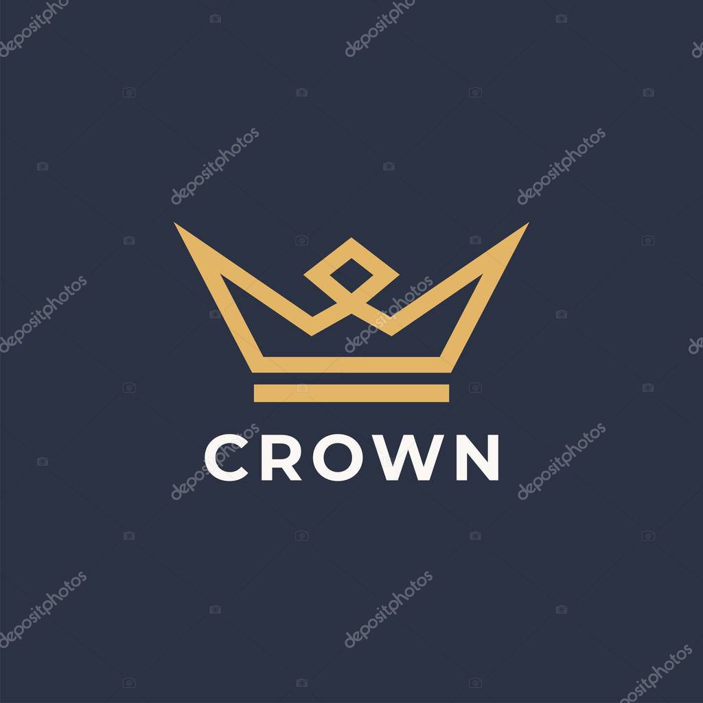 Vintage Crown Logo Royal King Queen abstract Logo design vector template. Geometric symbol Logotype concept icon.