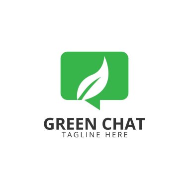 Yeşil Yaprak Sohbet Logo Şablonu Tasarım Vektörü