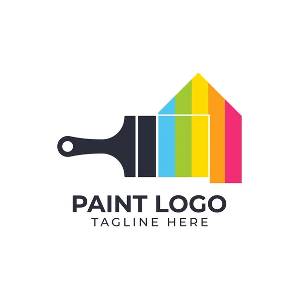 Pintura Pincel Logotipo Diseño Plantilla — Vector de stock