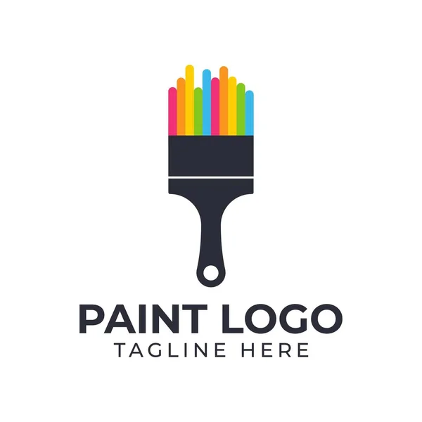 Modelo Design Logotipo Pincel Pintura — Vetor de Stock