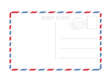 Seyahat kartpostalının arka kısmının boş şablonu