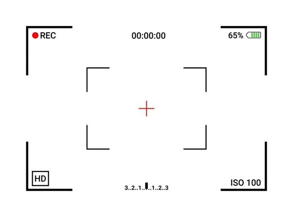 Video kaydedici dijital ekran arayüzü kamera çerçevesi vizör ekranı. Kamera vizörü. Kayıt. Vektör İllüstrasyonu. — Stok Vektör