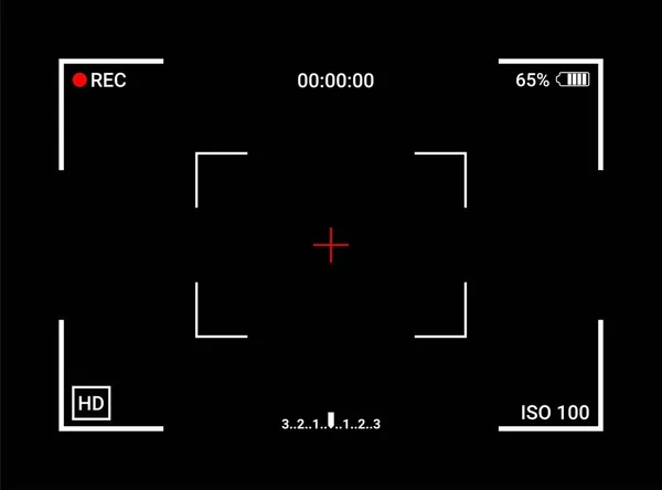 Kamerakeret kereső Képernyő a videó felvevő digitális kijelző interfész. Kamera kereső. Felvétel. Vektoros illusztráció. — Stock Vector