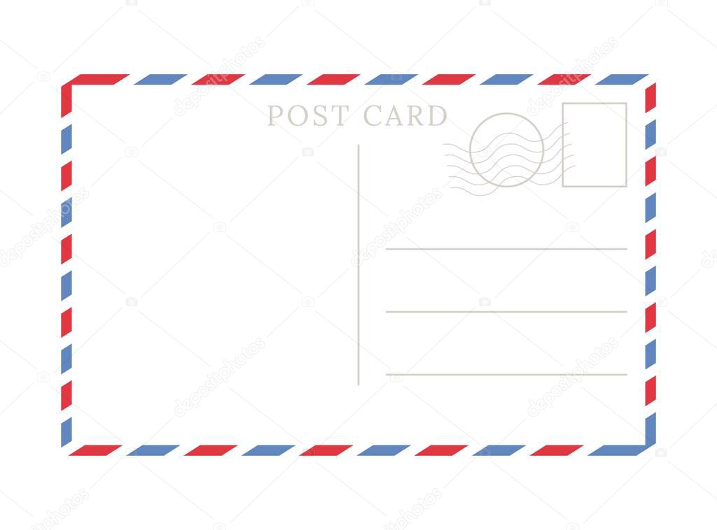 Blank template of a backside of travel postcard