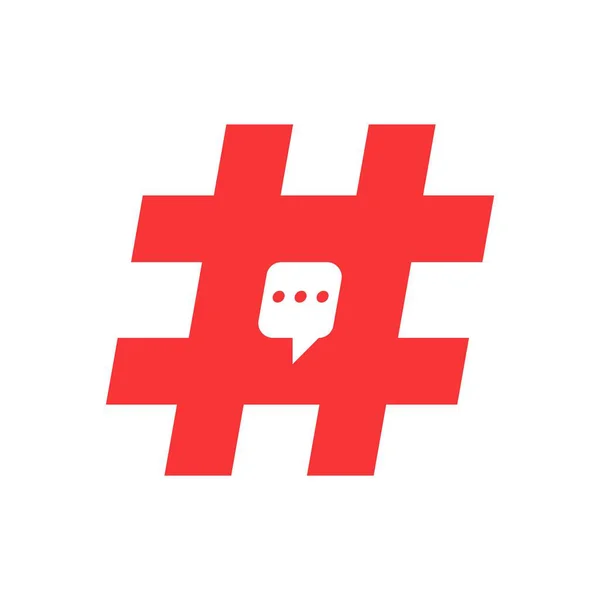 Red hashtag bubble chat logo icon design element — 스톡 벡터