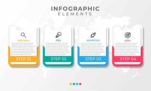 Präsentation Geschäftsinfografik Vorlage mit 4 Optionen. Vektorillustration. — Stockvektor