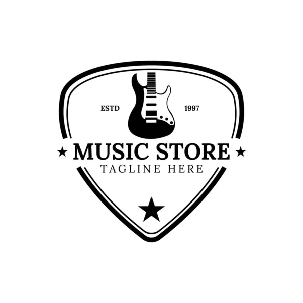 Guitarra música tienda logo concepto — Vector de stock