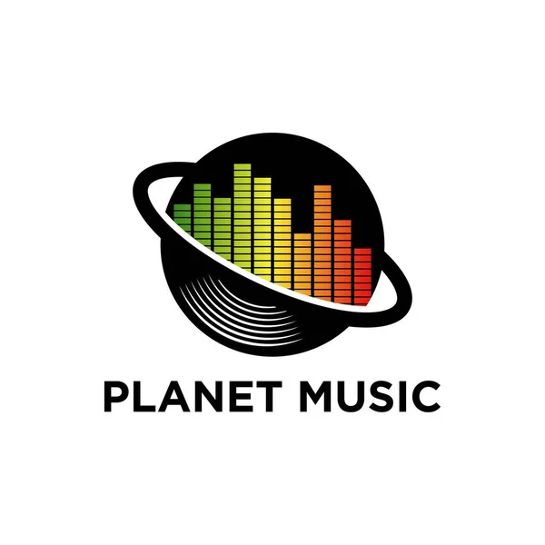 Logo Muzyki Planeta Koncepcja Fali — Wektor stockowy