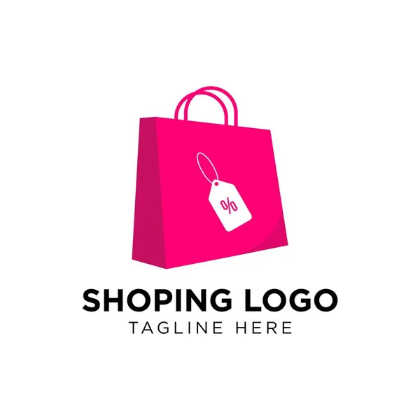 Shopping Bag Online Shop Sale Logo Design Template — Stock Vector