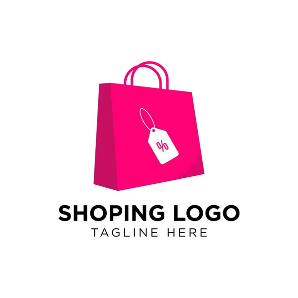 Shopping Bag Negozio Online Vendita Logo Modello Design — Vettoriale Stock