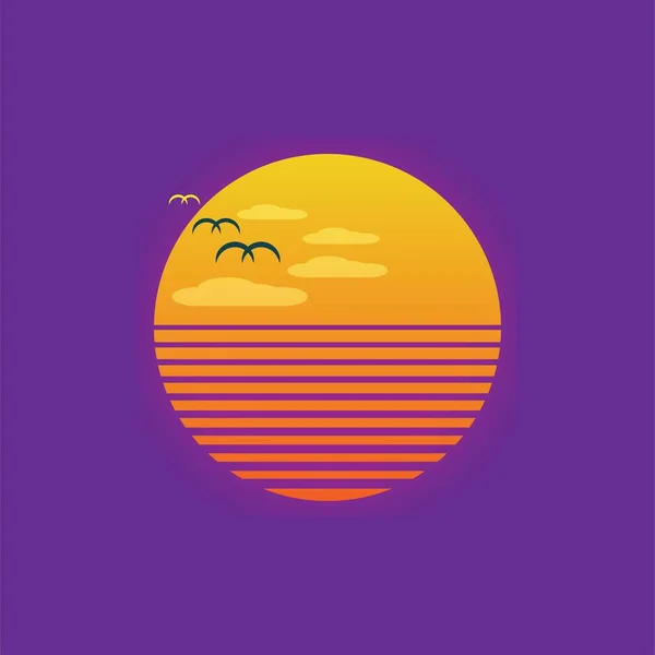 Sunset Gradient Vector Logo Design Illustration — 스톡 벡터