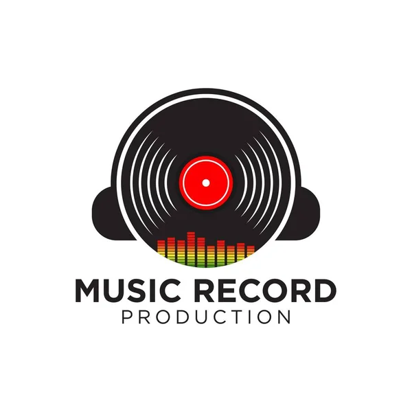 Szablon Logo Muzyka Muzyczny Projekt Rekord Wektor Uwaga Winylu Gramofon — Wektor stockowy