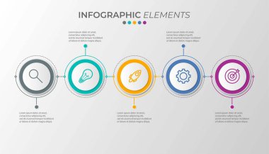 5 seçenekli sunum işi bilgi şablonu. Vektör illüstrasyonu.
