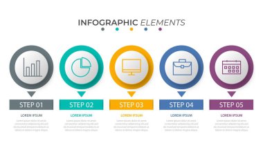 5 seçenek veya adımlı vektör bilgi tasarımı şablonu