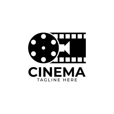 Soyut sinema logo vektörü şablonu beyaz arkaplanda izole edildi