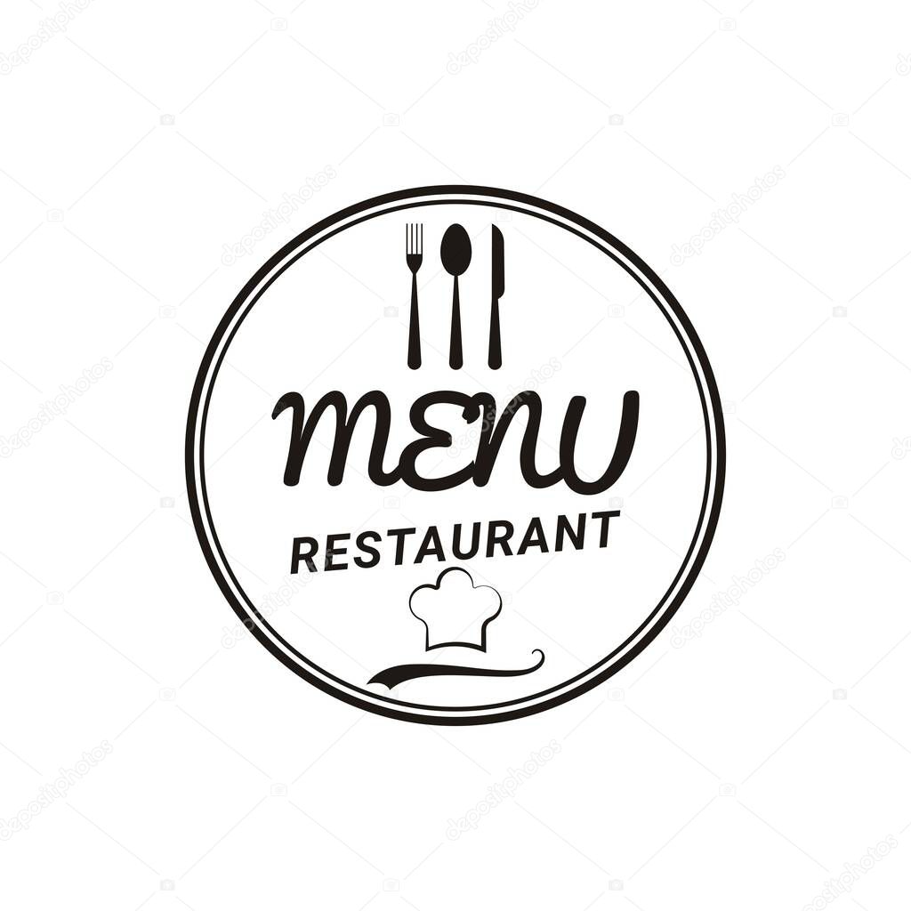 Cooking, cuisine logo. Icon and label for design menu restaurant or cafe. Lettering, calligraphy vector illustration