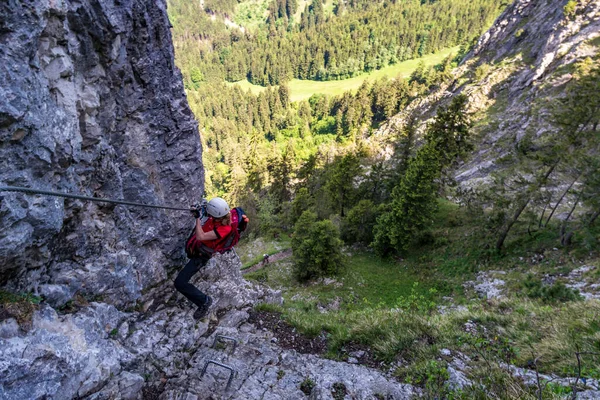 Caminhadas Escaladas Tegelberg Através Ferrata Castelo Neuschwanstein Nos Alpes Ammergau — Fotografia de Stock