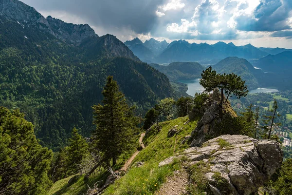 Wędrówki Wspinaczki Tegelbergu Przez Ferrata Zamku Neuschwanstein Alpach Ammergau Niedaleko — Zdjęcie stockowe