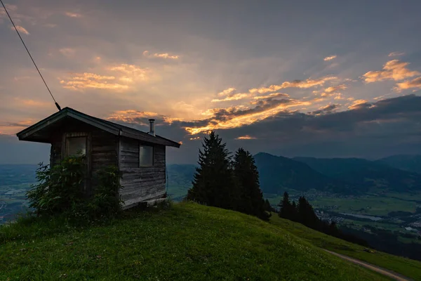 Zonsopgang Bij Immenstadt Allgau Naar Top Van Mittag Bij Nagelfluhkette — Stockfoto