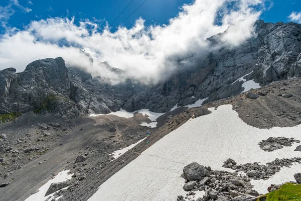 Gyönyörű Túra Mászni Zugspitze Közelében Ehrwald Eibsee Legmagasabb Hegy Németországban — Stock Fotó