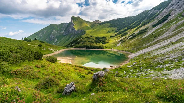 Mountain Tour Lachenspitze North Face Ferrata Lachenspitze Ascent Vilsalpsee Traualpsee — Stock Photo, Image