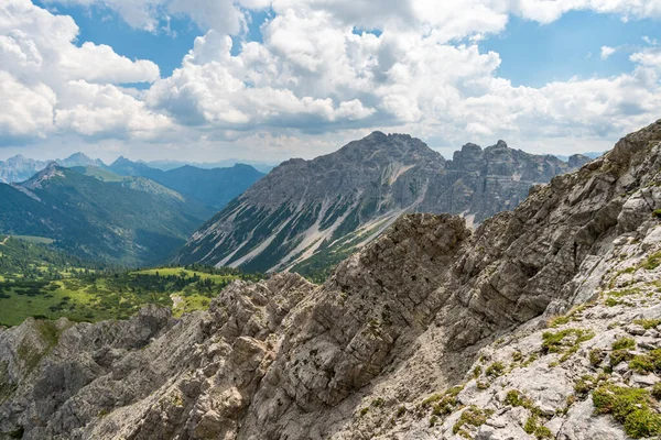Excursión Montaña Sobre Cara Norte Lachenspitze Vía Ferrata Hasta Lachenspitze — Foto de Stock